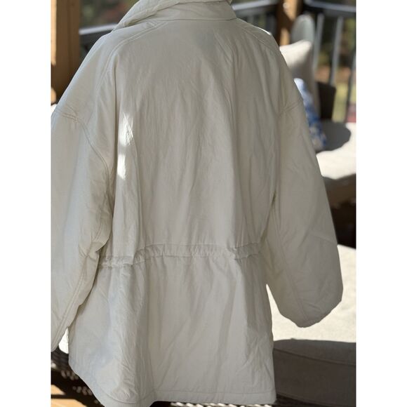 Old Navy Jacket Womens Small White Linen Full Zip Chore Utility Lightweight - Picture 3 of 7
